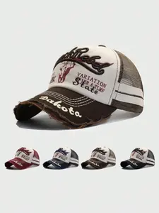 Men's retro baseball cap with torn edges, Mesh Cap, casual outdoor sports cap, suit style, suitable for daily use