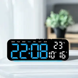 Multifunctional ambient light alarm clock Electronic clock Hotel desk clock Ambient light alarm clock RGB color-changing night light desk clock, bottom ambient light seven-color conversion, four-speed brightness adjustment, two sets of alarms