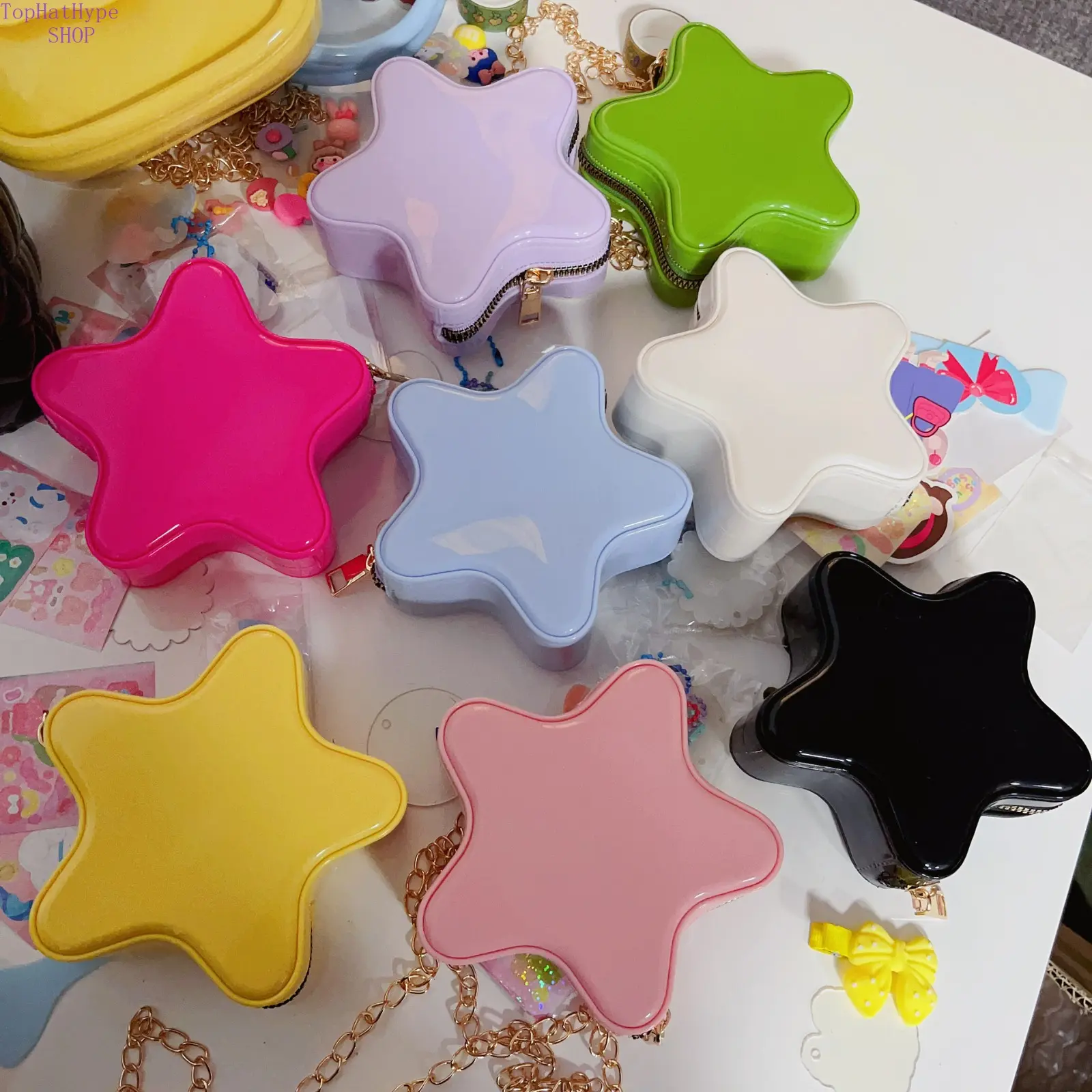 Cute Cartoon Star Shaped Jelly Crossbody Bag for Women, Casual Mini Sized Shoulder Purse with Glossy Chain for Party & Streetwear, Cartoon Motif, Jelly Texture