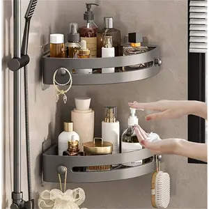 3-Piece Corner Shower Rack Set, No-Drill Wall-Mounted Bathroom Storage Shelf, Suitable for Bathrooms & Kitchens, with Drain Holes & Detachable Plastic Shelves