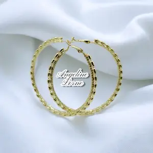 Argolla / Hoop 65mm Laminado 14k capas Oro Real Alta Calidad Uso Diario