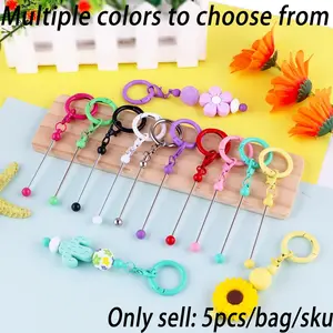 DIY Keychain Kit, 5 Counts/set Personalized DIY Keychain Blank with Accessories, DIY Keychain Making Supplies for Women & Girls