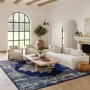 Nourison Grafix Center Medallion Vintage Boho Area Rug, Home Decorative Rug for Living Room, Indoor Textile Carpet, Rugs Living Room