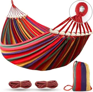 Outdoor Garden Camping Hammock High-Quality Cotton Portable with Carrying Bag for Patio Yard Garden Backyard Porch Travel Soft Breathable Holds Up To 500 Lbs