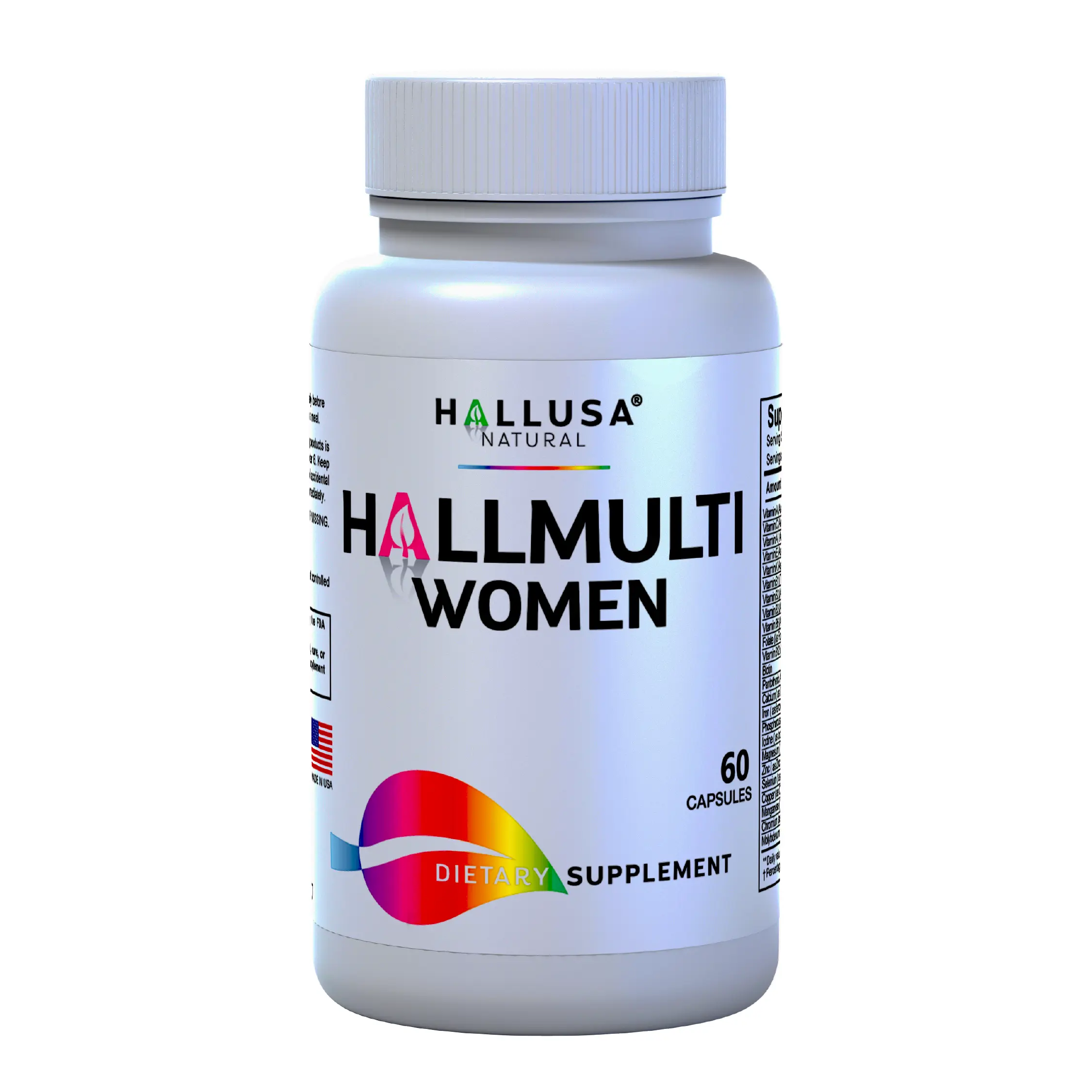 HALLUSA NATURAL HALLMULTI Women's Daily Food Supplement Tablets (60 Tabs) - Vitamins A,C,D,E,Biotin,Iron,Zinc for Wellness Boost & Women's Health Support