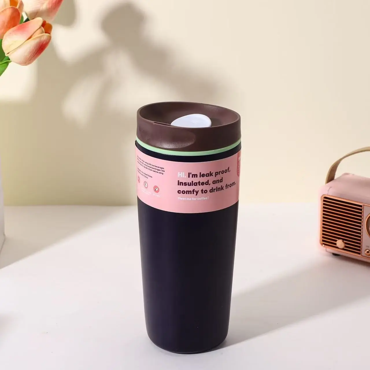 20oz Insulated Coffee Cup Tumbler with Lid, 304 Stainless Steel Leakproof, Keeps Cold / Hot for 6-12 Hours, Car Cup Holder Compatible, Insulated Tumbler Mug, Ideal for Office, Students & Commuting