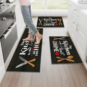 Farmhouse 3 Piece Kitchen Rug Set,Rustic Wooden Grain Non Slip Washable Foldable Durable Pineapple Texture Design Mats,7mm Comfort Cushioned Floor Rugs for Home Kitchen Decor,16"X24"+20"X32"+20"X47"