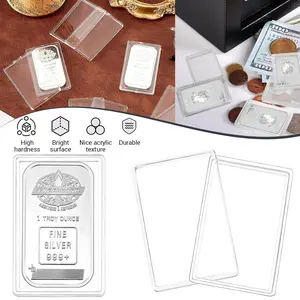 Clear Acrylic Direct Fit Capsule 30x50mm for 1oz One Troy Ounce Silver Bar Protective Display Storage Container