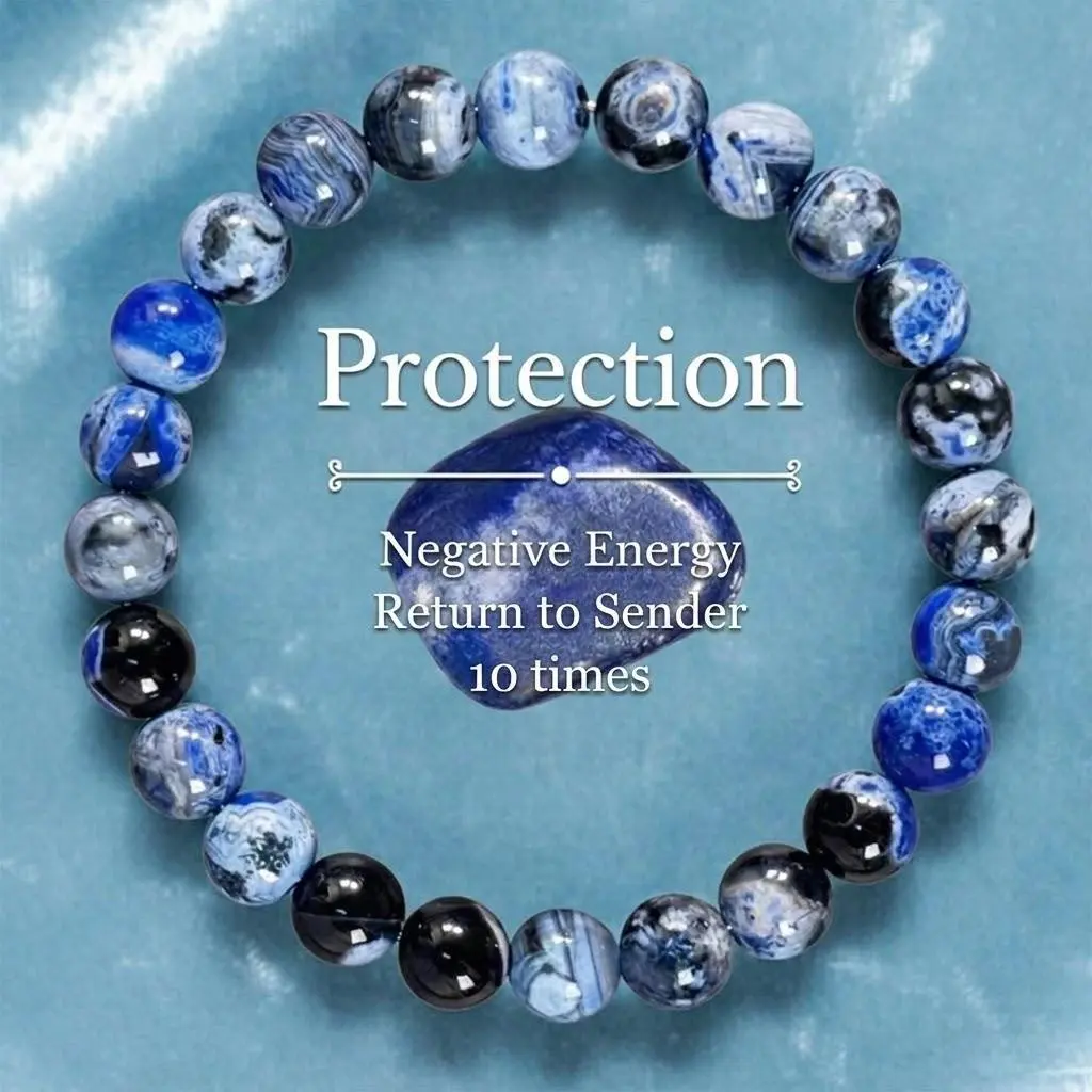 Handmade Blue Fire Agate Bracelet, 8mm Natural Stone Beaded Jewelry for Unisex Protection & Healing Energy, Gift for Anniversary & Meditation, Focus Support, Meditation Aid, Beading, Daily