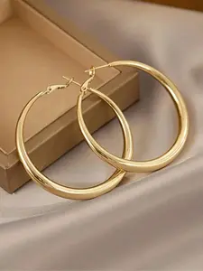 Simple Geometric Round Design Hoop Earrings, Fashion Alloy Ear Piercing Jewelry for Women and Girls, Casual All-match Accessories for Party, Daily Clothing Decoration