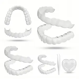 【3PC】Instant Visual Look Enhancer Snap-on Veneers, Quick 1-Minute Teeth Whitening Painless Clip-on Strips, Achieve a Confident Smile Temporary Teeth Restoration Kit, Upper and Lower Matching Set Bright White Shade, Reusable Soft Dental Outdoor Tools.