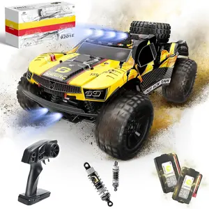 DEERC 9201E 1:10 Large Remote Control Truck with Lights, Fast Short Course RC Car, 48 km/h 4x4 Off-Road Electric Vehicle with 2 Rechargeable Batteries