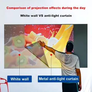 Portable Projector Screen High Brightness 16:9 Metal Anti Light Curtain