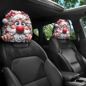 2 Pack Christmas Santa Car Headrest Covers, Festive Holiday Car Interior Decor Accessories, Universal Fit for Cars SUVs Trucks