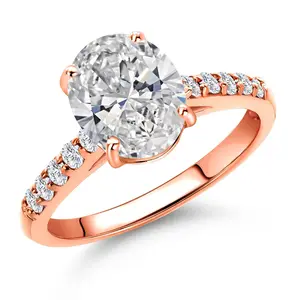 1.70 Cttw 10K Rose Gold IGI Certified Lab Grown Diamond Engagement Ring For Women | Center Diamond Oval 1.5 Ct | D-E Color | VS1-VS2 Clarity