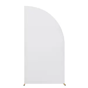 Set of 4 2-Sided Spandex Fitted Arch Cover, Half Moon Shape Wedding Backdrop for Arch Stand, White One Size Bridal Shower Decoration, Wall, Ornaments, Double Sides, Four Pieces