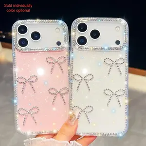 Shining Bow Bright Diamond Shiny Shockproof Protective Case For Cellphone iPhone 16E 16 17 Air 15 14 13 Pro Max 16 Plus Glitter Cover Protection Accessories