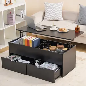【GOOGREAT】Lift-Top Coffee Table with Storage Center Tables Hidden Compartment & 2 Drawers, Sofa Table For Living Room