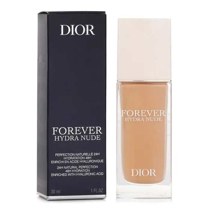 Christian Dior Forever Hydra Nude Foundation Fluid - #3W, Flower-Infused, Hyaluronic Acid, Radiance-Boosting, Makeup Concealer Coverage, Moisture