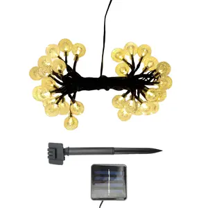 LumaBase Solar Powered Crystal Ball String Lights 30 LED 8 Functions for Patio Porch Deck Rooftop Garden Outdoor Ambiance