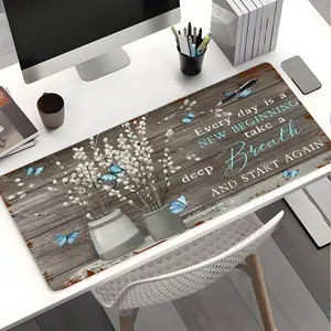 Cozy Inspirational Floral Art XXL Gaming Mouse Pad, Rustic Wood Big Desk Mat with Non-Slip Base, Large Keyboard Pad for Gamers & Workers, Calming Desk Decor Gift