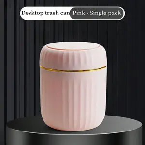 Portable Luxury Desktop Trash Can, Multi-Color Small Waste Bin with Lid, Creative Design for Office, Living Room, Study Room
