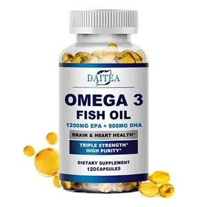 Daitea Omega-3 Fish Oil Health Supplement - Supports Brain, Heart, and Eye Health, 120 Capsules