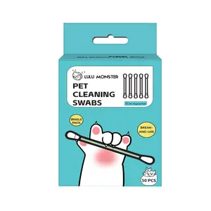 50pcs with Cleaning Solution Cotton Swabs，Individually Packaged, Ready to Use，Herbal Extract Ear Mite Treatment