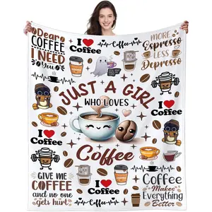 Coffee Blanket  for Women Girls,Coffee Themed Accessories  Throw Blankets,Christmas Birthday  for Drink Lovers Adults Mom 50"X40"