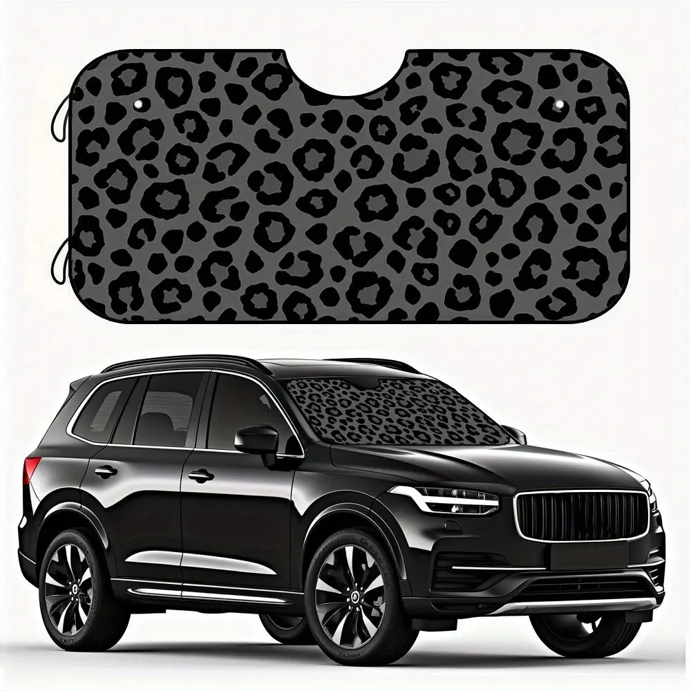 1pc Foldable Car Windshield Sunshade, Automotive Windshield Sunshades, Featuring a Leopard Grey Pattern, Designed to effectively block Heat And Sunlight, Perfect for Urban Environments, Parked Vehicles, And Road Trips, Car Accessories