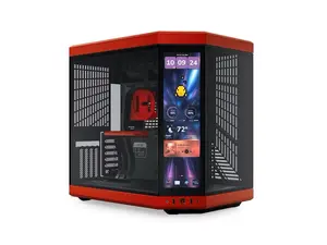 HYTE Y70 Touch Dual Chamber ATX Mid Tower Modern Aesthetic Case With Integrated 2.5K LCD Touchscreen - Black Cherry