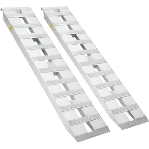 GARVEE 2pcs Aluminum Trailer Ramps Heavy-Duty Loading Ramps with Top Hook Attaching End, Universal Aluminum Trailer for Truck Auto,Tractor,Quad, Lawn Mower, Snow Blower，74"x15"