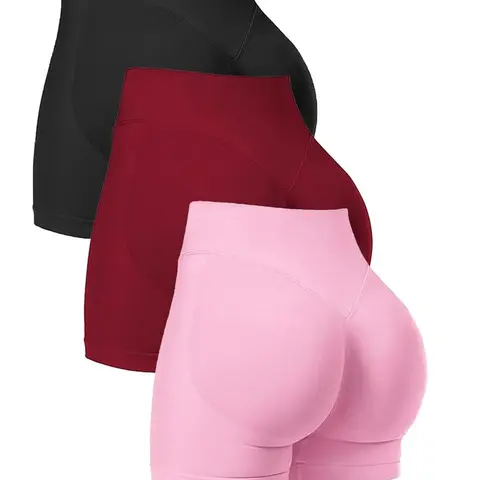 Women's High Waisted Colorblock Spandex Soft Activewear Shorts - Breathable, Stretchy, Tight Fitted Athleisure Bottoms for Gym, Running (Workout Clothes Women)