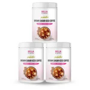 3 Pack Bella All Natural Probiotics Brown Sugar Iced Coffee with Prebiotics Powder