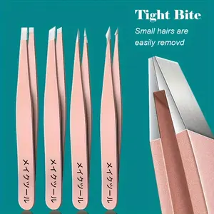 Stainless Steel Eyebrow Tweezers Set, Durable Precision Facial Hair Removal Tool, Blackhead Remover with Nose Separator, Portable Beauty Tools, Compact Set