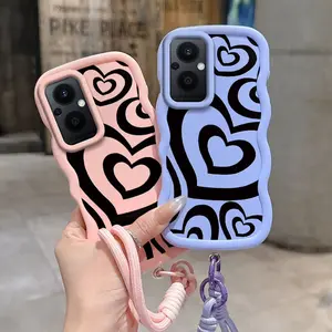 1 Piece N20 5G Black love heart Flexible Cellphone Case Cover For 1+Nord N20 5G With Elegant And Lanyard Features Suitable For Casual Accessories Phone Protective Cover