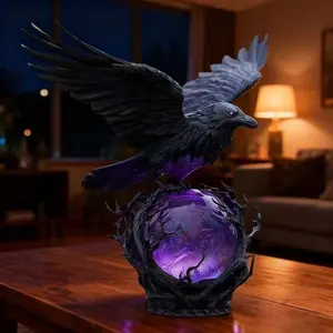 New product - Raven's Moonlight Gothic LED Lamp resin decorative piece