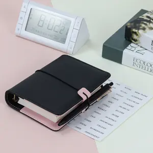 A7 Budget Mini Notebook Wallet Diary Book, PU Leather Ring Binder, 45 Blank Pages, Financial Management Journal, Storage Bag Included