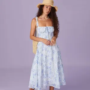 RIHOAS Casual Comfort Summer Dress - Sleeveless Halter Neck, Bodycon Fit Breathable Floral Comfortable Feminine Print