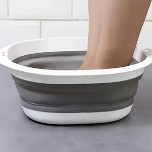 Large Foldable Basin Portable Thick Plastic Dual Color Design Home Use Washbasin Vegetable Washing Laundry Foot Bath Tub Durable Utility Basin Container