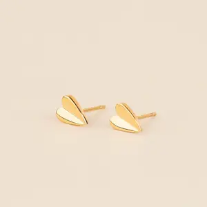 Folded Heart Stud Earrings