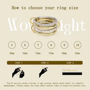 Woven Light Stackable Rings for Women,  Two-Toned Gold Plated Cubic Zirconia Statement Ring set , Minimalist Interlocked Multi Layer Mixed Metal Ring for Daily Wear Stacking Jewelry jew lery Gift for Her