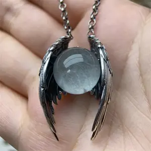 Ghost wings crystal retro necklace, European and American fashion unique personality old pendant