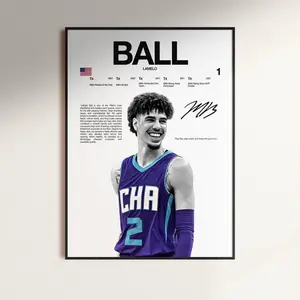 Lamelo Ball Poster,  Wall Print, Basketball   Poster Print, Sports Home Decor, Charlotte Hornets Poster,  Gift