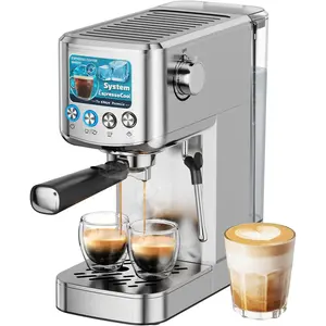 Espresso Machine 20 Bar with Milk Frother, Stainless Steel Coffee Maker with 42 oz Removable Water Tank for Cappuccino, Latte&Cold Brew, Home&Office,