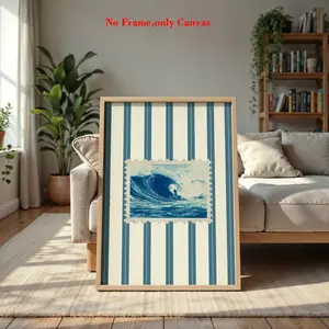 1 pc, wall art, vintage poster, beach ocean print, surfing coconut tree canvas painting, living room aesthetic, bedroom decor, apartment decor, housewarming gift, unframed