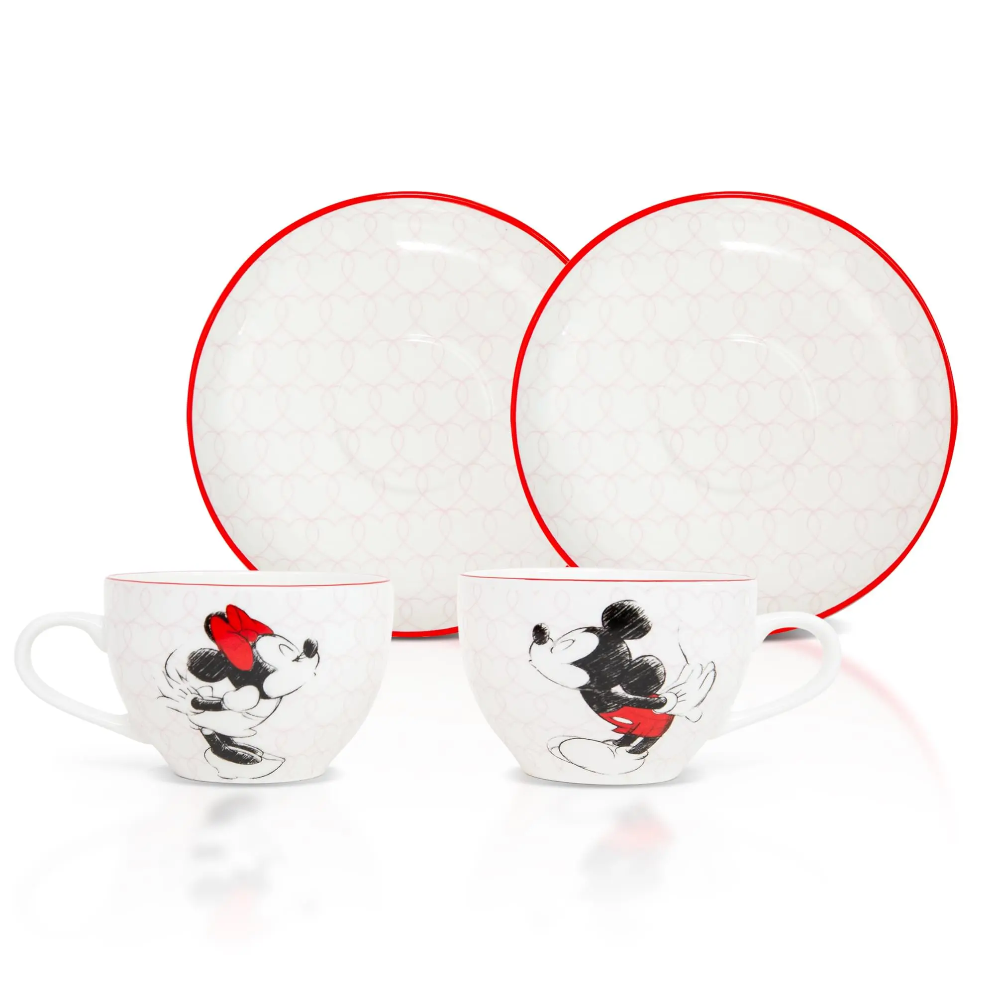Disney Mickey and Minnie Bone China Teacup and Saucer Set - 2-Piece, Collectible Beverage Serveware