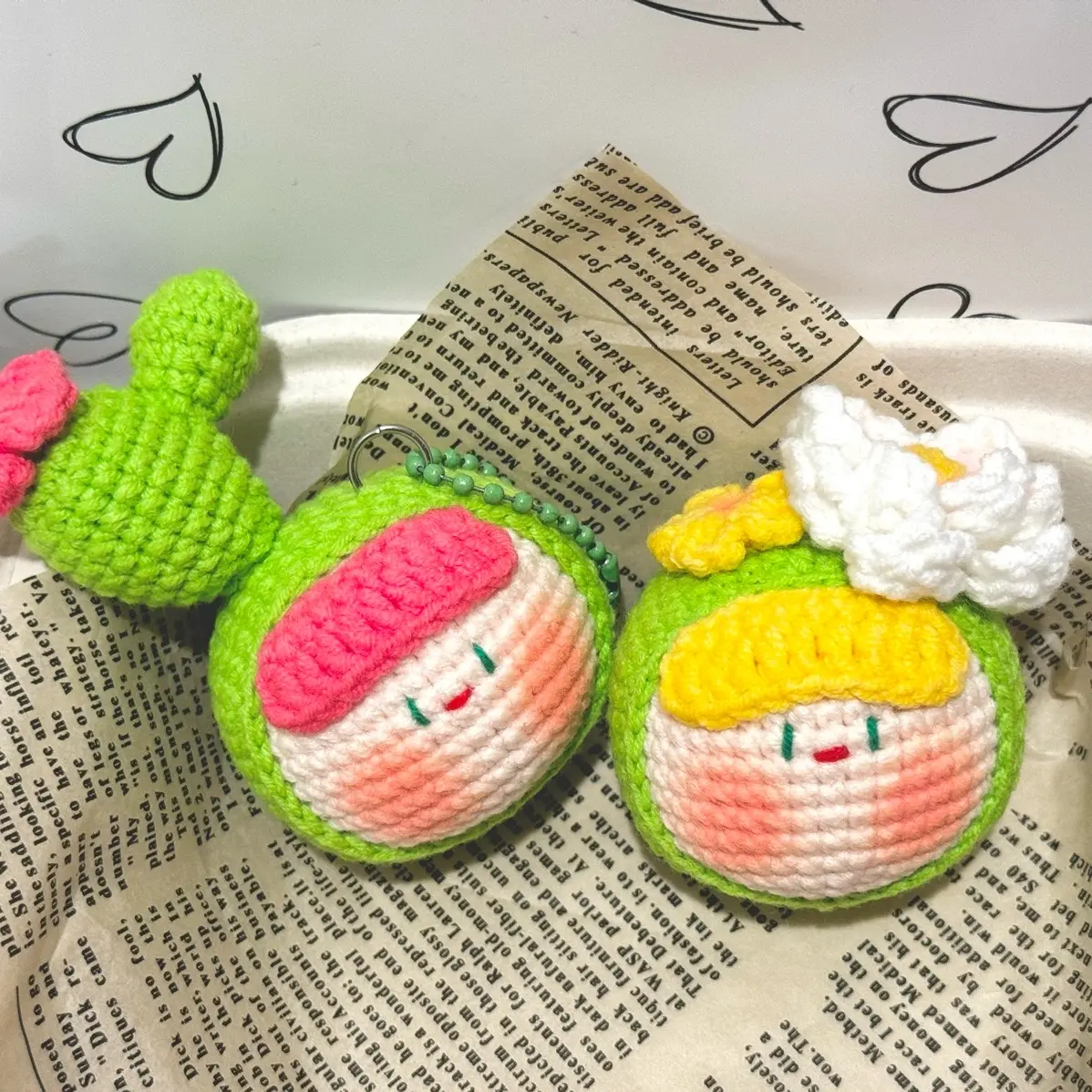 Handmade Crochet Cactus Girl Keychain
