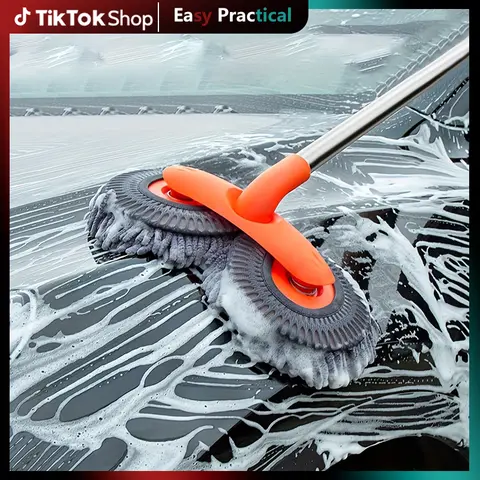【ToolUpgrade】43'' Long Handle Car Wash Mop, Detail cleaning, 3X Fast Clean, Upgrade Retractable Aluminum Alloy Pole (Durable), Soft Chenille Material,Avoid Scratching, Suitable for Car, Truck, SUV and Home Cleaning - Car Wash Accessories! Car Cleaning kit