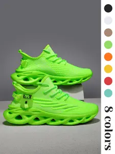 Men's Sporty Lace Up Blade Sole Mesh Low Top Sneakers, Casual Breathable Lightweight Running Shoes, Fashionable Sneakers for Daily Wear, Athletic Shoes